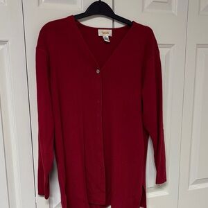 Talbots Deep Red V-Neck Cardigan